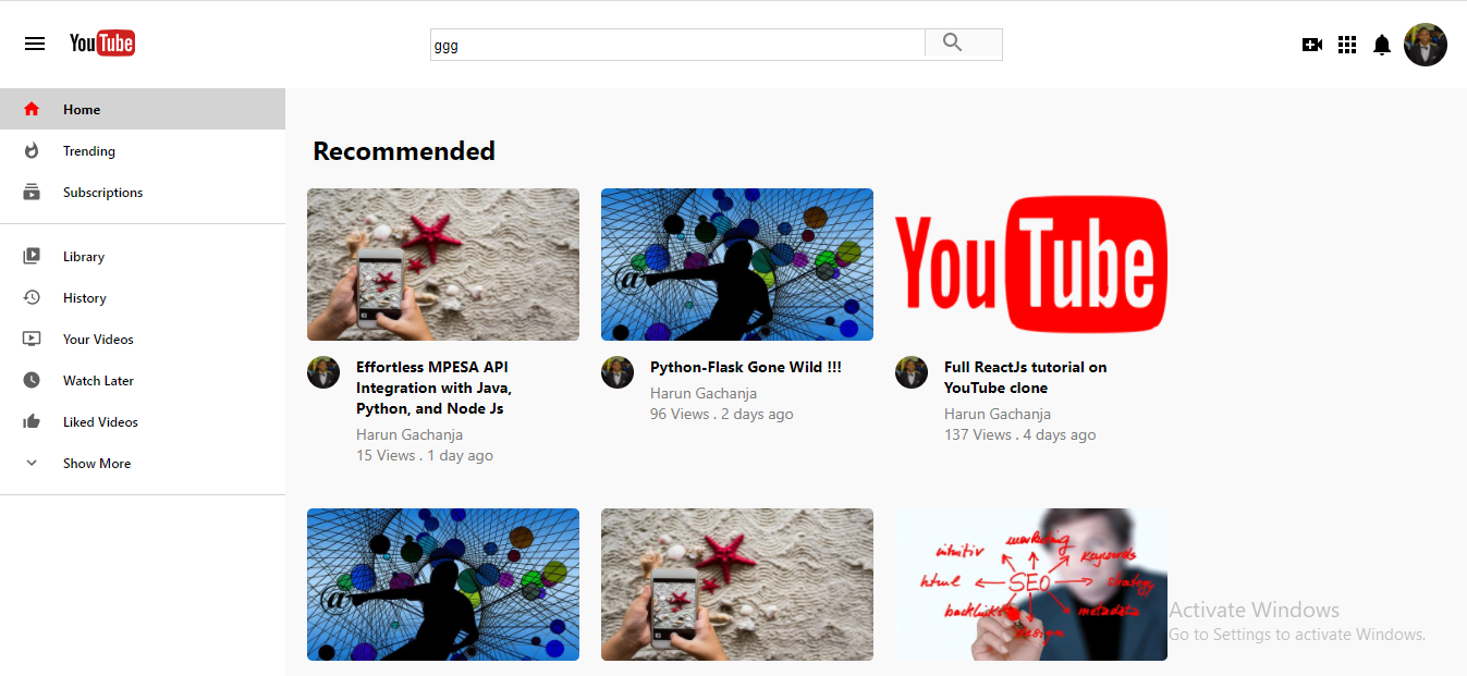 Youtube Clone with React